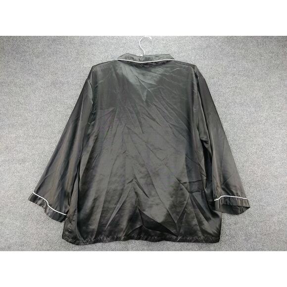 Alexander Del Rossa Palm Coast Florida Womans Satin Sleep Shirt Size 2X Black - Picture 2 of 11